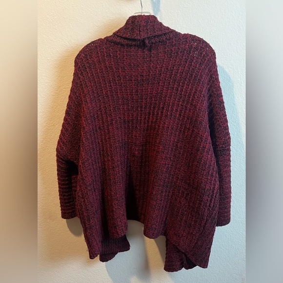 FOREVER 21 MAROON BLACK 3/4 SLEEVE OPEN DRAPE FRONT CARDIGAN SZ MED PREOWNED - Picture 7 of 7